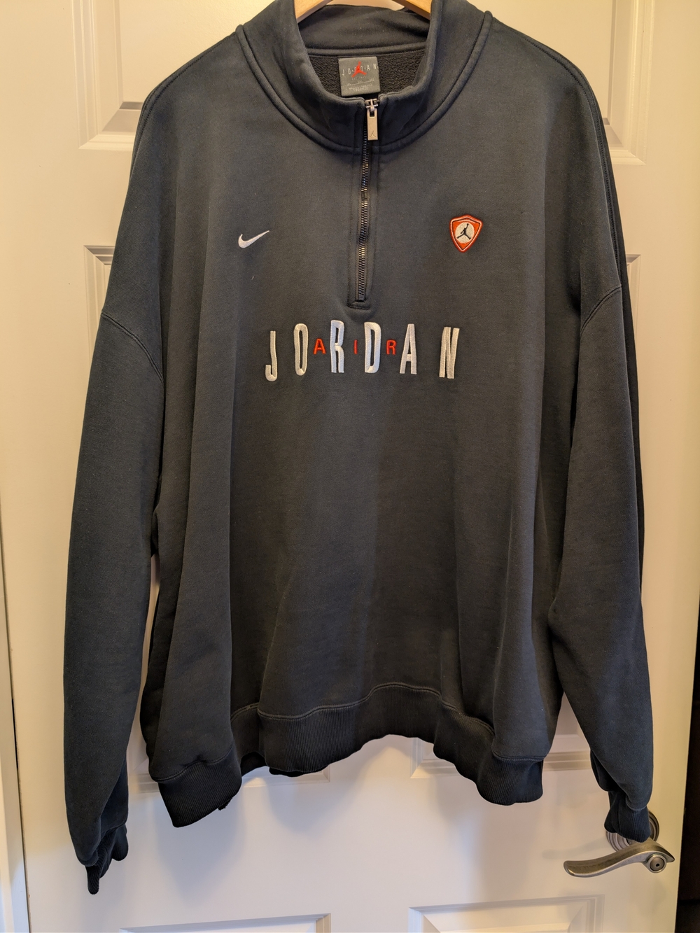 Jordan Men's Dark Charcoal Half-Zip Pullover Embroidered Logo Patches